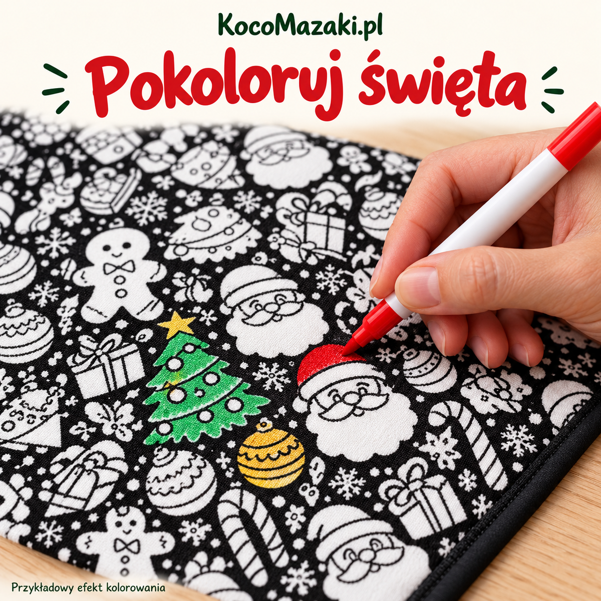 Kocomazak™ – Interaktywny Koc Świąteczny do Malowania (Zestaw z Mazakami)