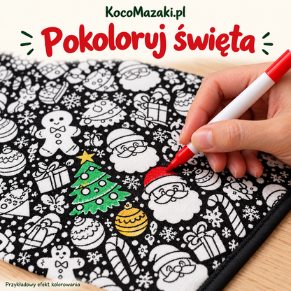 Kocomazak™ – Interaktywny Koc Świąteczny do Malowania (Zestaw z Mazakami)
