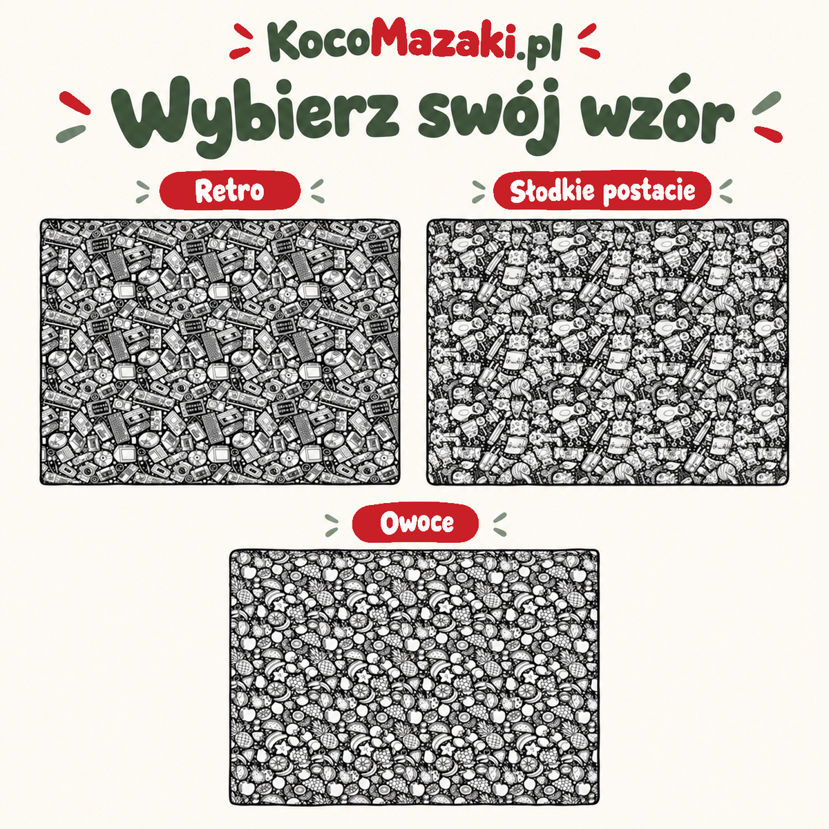 Kocomazak™ – Interaktywny Koc Świąteczny do Malowania (Zestaw z Mazakami)